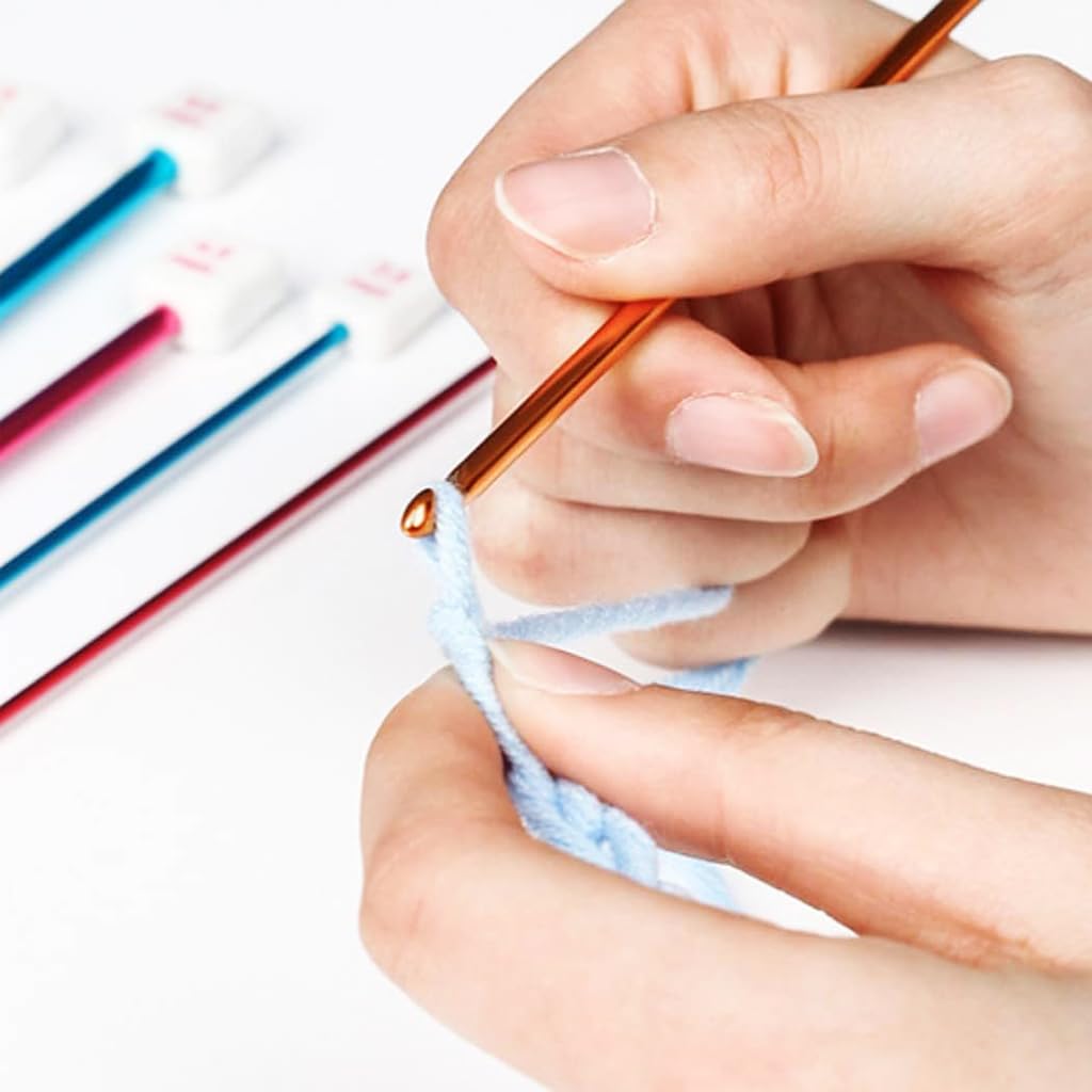 HASTHIP Crochet Hook Set for Tunisian and Afghan Projects with 11pcs 2.0–8mm Aluminum Hooks