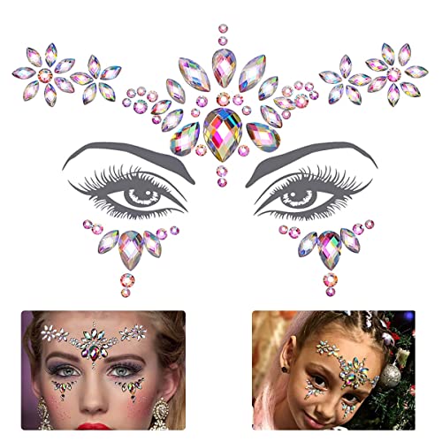 MAYCREATE® Face Gems Rhinestone Face Decoration Jewelry Sticker For Women Girls Mermaid's Tears Makeup Sticker Artist Temporary Eyes Decor Crystal Face Jewels for Festival, Party, Rave