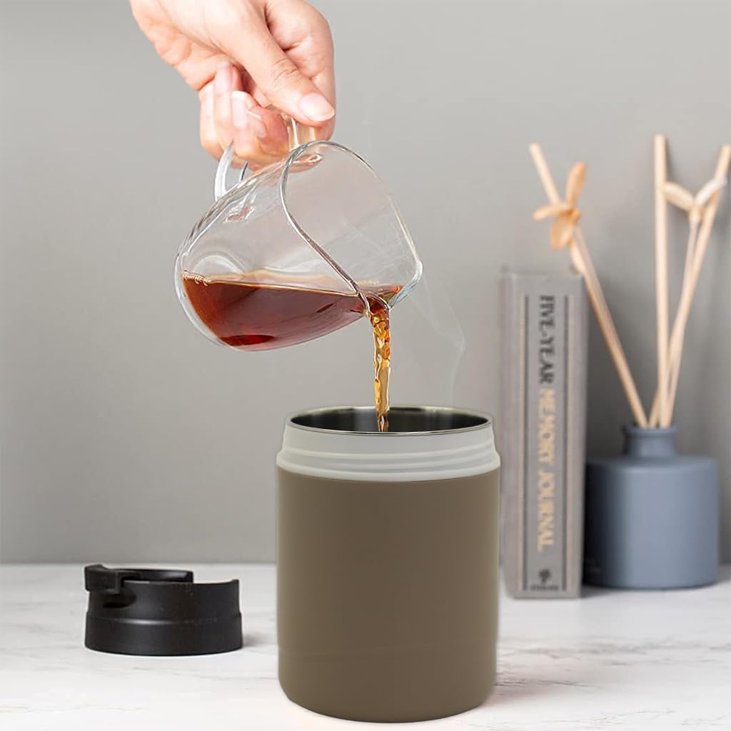 Supvox Thermal Cup for Soup and Oatmeal with 600ml Capacity Featuring Leak‑Proof Lid and Folding Spoon | Food Grade 304 Stainless Steel