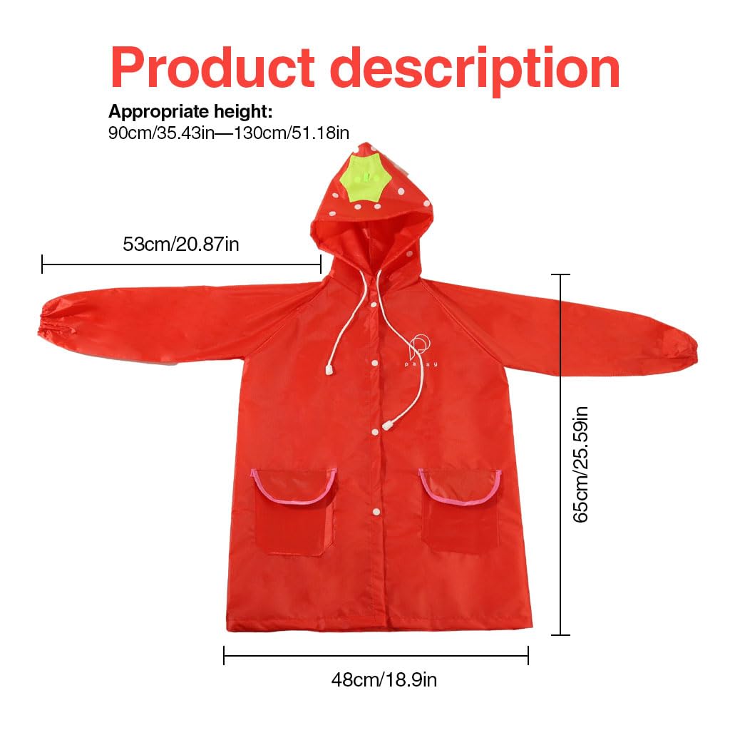 PALAY Raincoat for Kids with Hood and Pockets featuring 65cm Length Polyester Protection