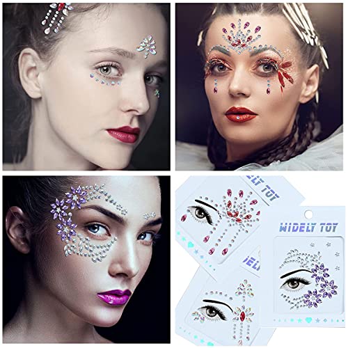 MAYCREATE® 8 Sets Face Gems Rhinestones Mermaid Face Jewels Festival Crystal Tears Face Decoration Sticker Glitter Eye Bindi Temporary Stickers for Makeup, Party, Artist Body Art