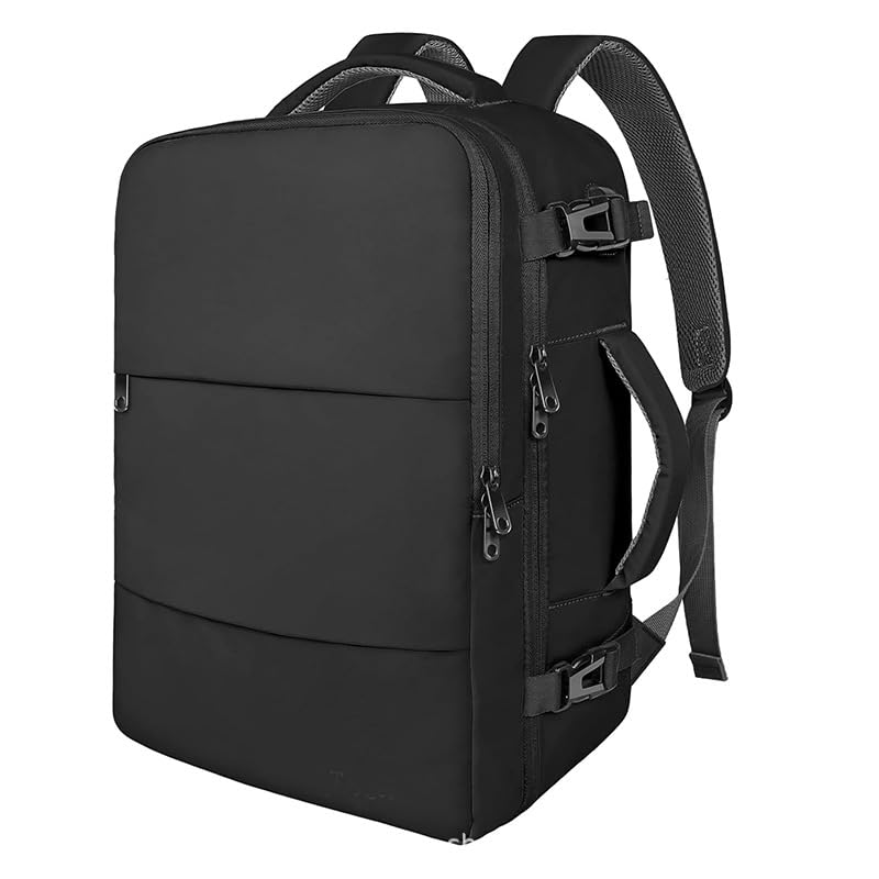 PALAY® Laptop Backpack 15.6'' Laptop Travel Backpack with Dual Handle Design, Padded Shoulder Straps, Flight-Approved Luggage Backpack with Trolley Handle Strap, Stylish Business Backpack, Black
