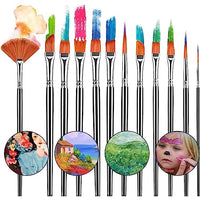 HASTHIP® 16 Pcs Artist Paint Brush Set, Nylon Bristle Acrylic Paint Brushes with Brush Storage Bag, Oil Painting Brush Set for Acrylic Painting, Oil, Watercolor Canvas, Beginners & Professionals