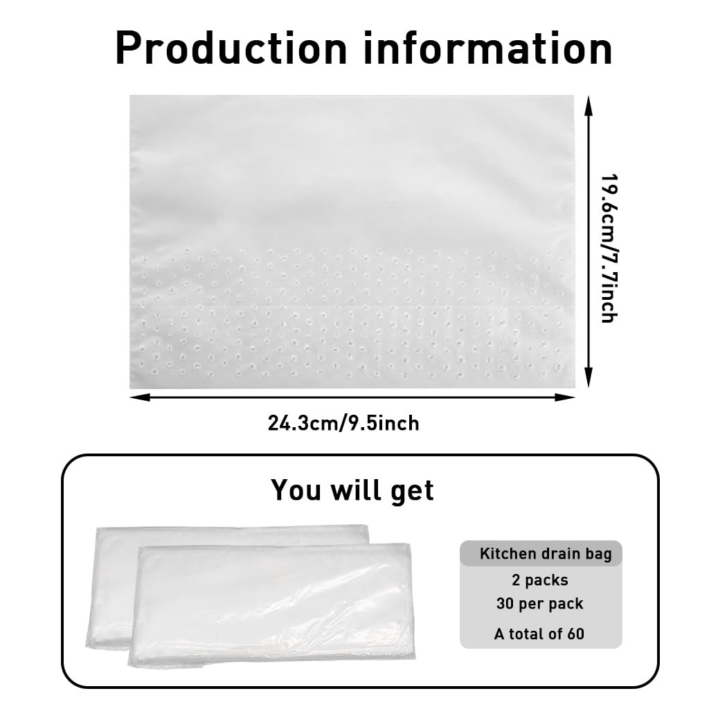 ZIBUYU Stand Up Filter Bags for Sink Straining featuring Hands Free Design and Reusable PE Mesh 60Pcs