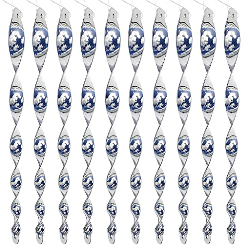 HASTHIP® 10Pcs 30cm Bird Repellent for Balcony, Silver Reflective Pigeon Scarer, Ornamental Spiral Deterrent Control Device for Roof Edge, Fence