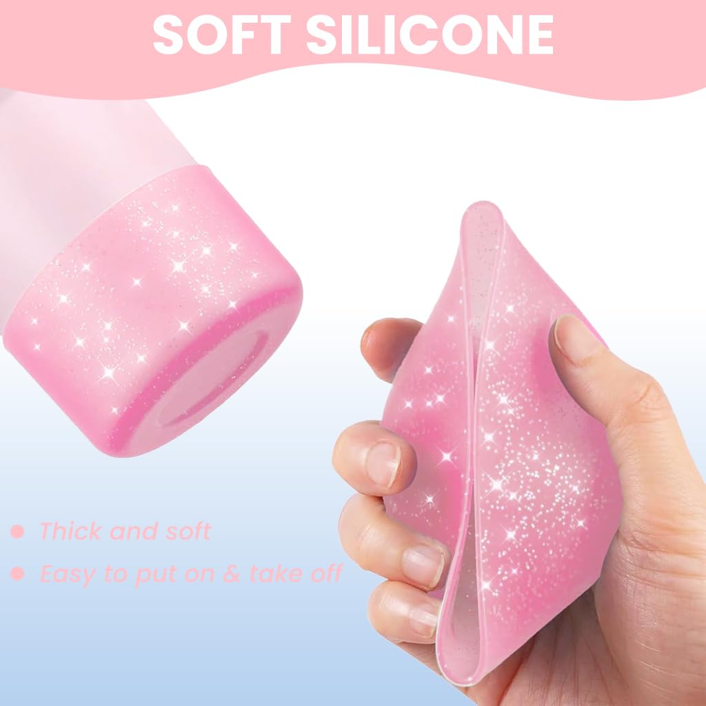 ZIBUYU Silicone Straw Cover Set for Stanley Cup with Spill-Proof Stopper 30x7x2cm | Pink Reusable Drinkware Accessory