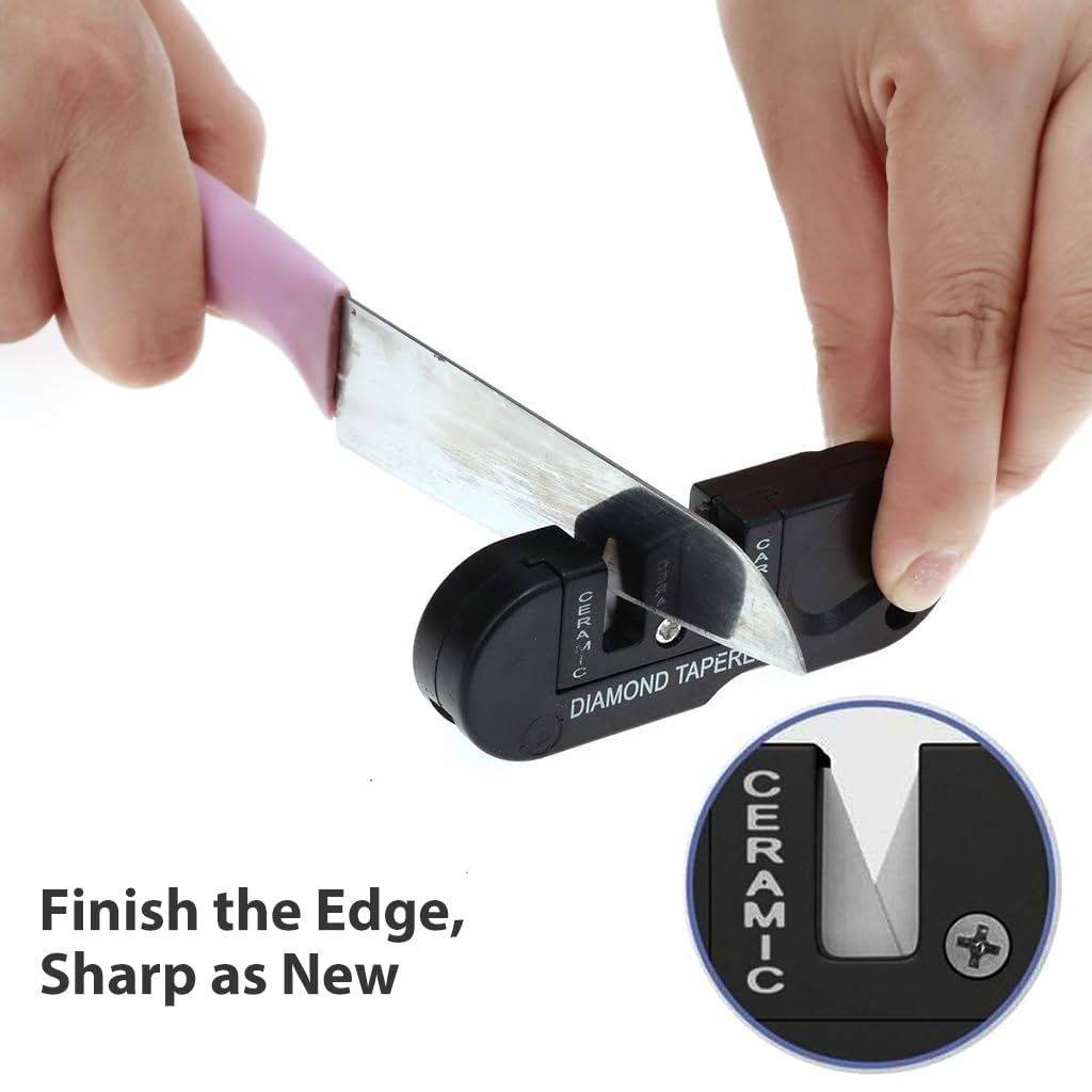 Proberos Portable Sharpener for Kitchen and Outdoor Use featuring 2 Slot Design and Diamond Rod