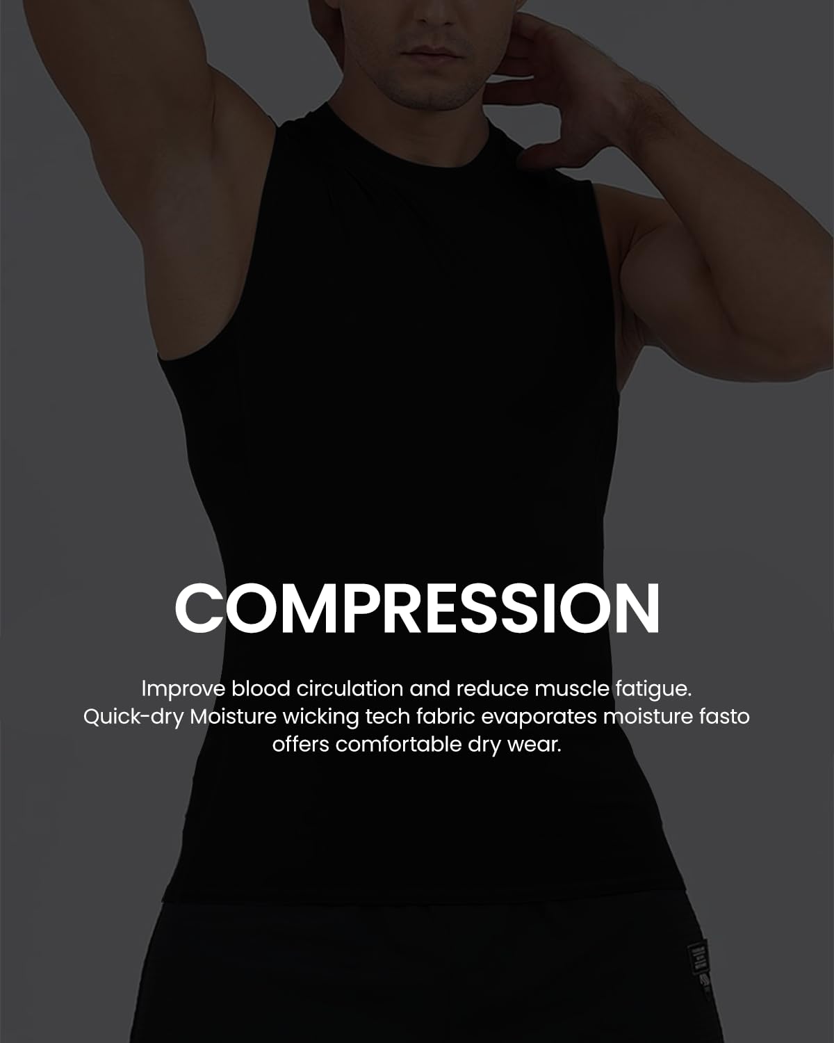 GUSTAVE Sleeveless Tshirt for Men featuring Quick Dry Ice Silk Fabric Size XL 65cm | Black Gym Vest