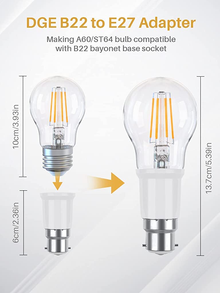 ZIBUYU 4-Pack B22 to E26/E27 Lights Socket Adapter, Bulb Holder Bayonet to Screw Converter,Fits LED/CFL/Energy Saving Lamp Light Bulbs, Heat-Resistant, Anti-Burning No Fire Hazard