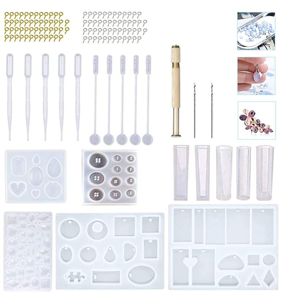 ELEPHANTBOAT® 73 pcs Silicone Resin Moulds for Craft,Resin Casting Mold Kit for DIY Resin Craft,Wax Art,Jewellery Making