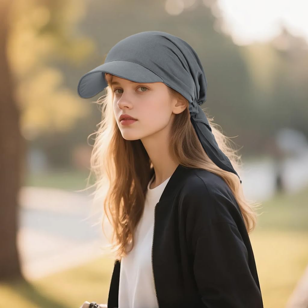 SANNIDHI Skull Cap for Women featuring Stretchy Tie Back Design in Breathable Grey Fabric