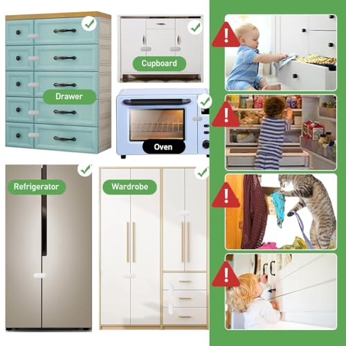 SNOWIE SOFT® 18PCS Drawer Lock Baby Safety Cabinet Latch Designed Rotatable Fridge Child Proof Self Adhesive Proofing Wardrobe Cupboard Door