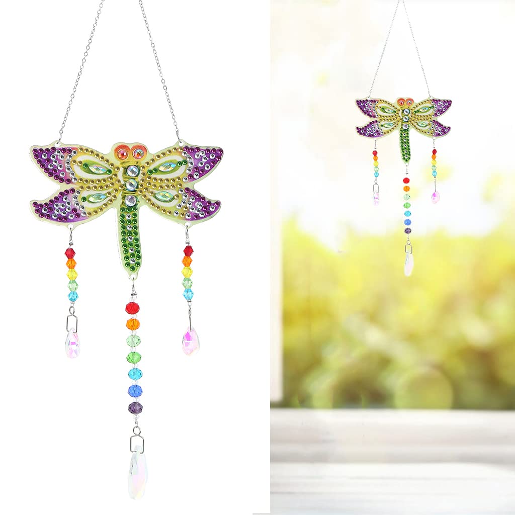 HASTHIP® DIY 5D Diamond Painting, Wind Chime Paint by Number Diamond Painting Hanging Ornament with Tools, Diamond Painting Pendent, Diamond Painting Gift (Dragonfly)