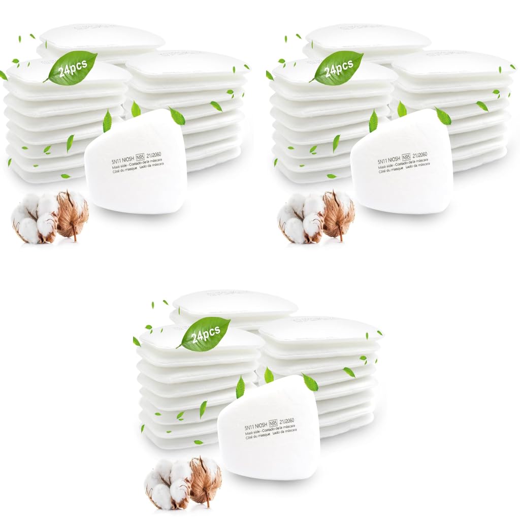 Serplex Activated Carbon Filter Pads 72PCS for Respirator Masks featuring 5-layer Filtration Design