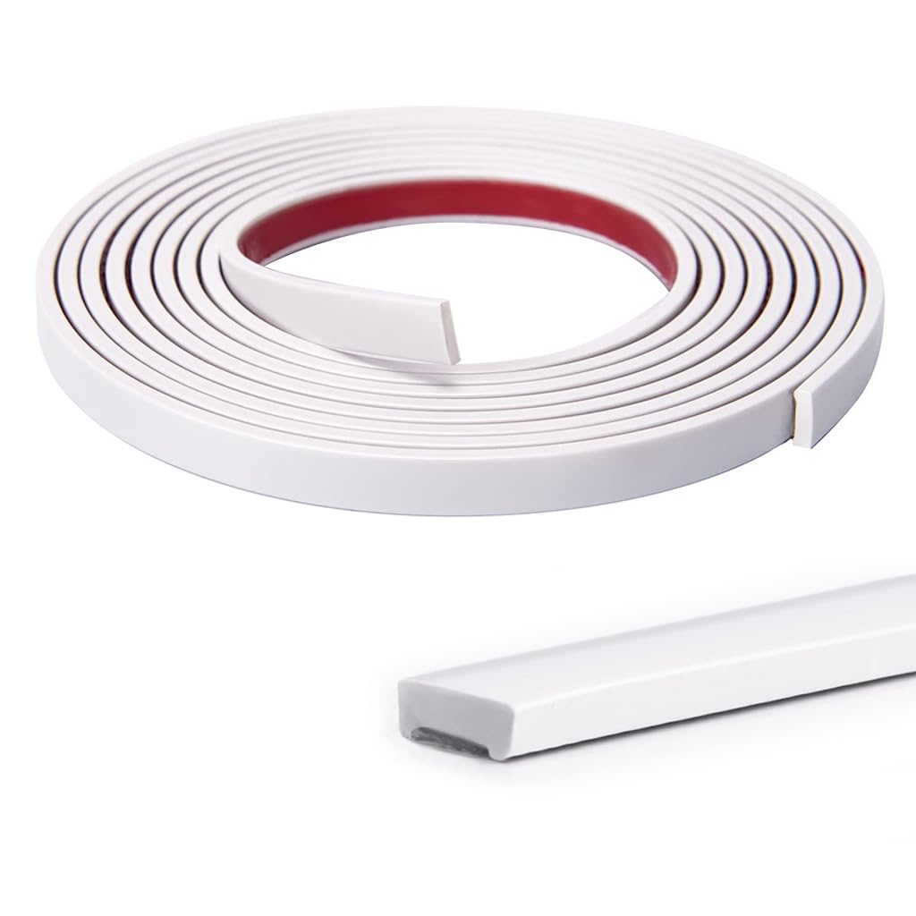 HASTHIP Peel and Stick Wall Molding for Mirror Frames and Ceilings 10Ft White Vinyl Strip featuring Self Adhesive Waterproof Design