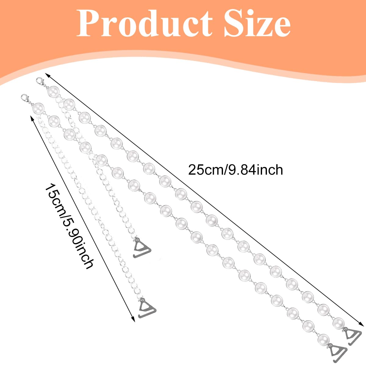 MAYCREATE Pearl Bra Straps for Women featuring Dual Metal Hooks and 40cm Adjustable Chain | Elegant Beaded Shoulder Replacement for Dresses