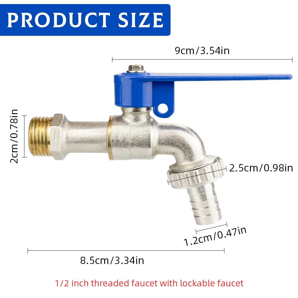HASTHIP Tap with Lock for Outdoor Spigots and Garden Use featuring 1/2 Inch Thread | Zinc Alloy Faucet 3PCS