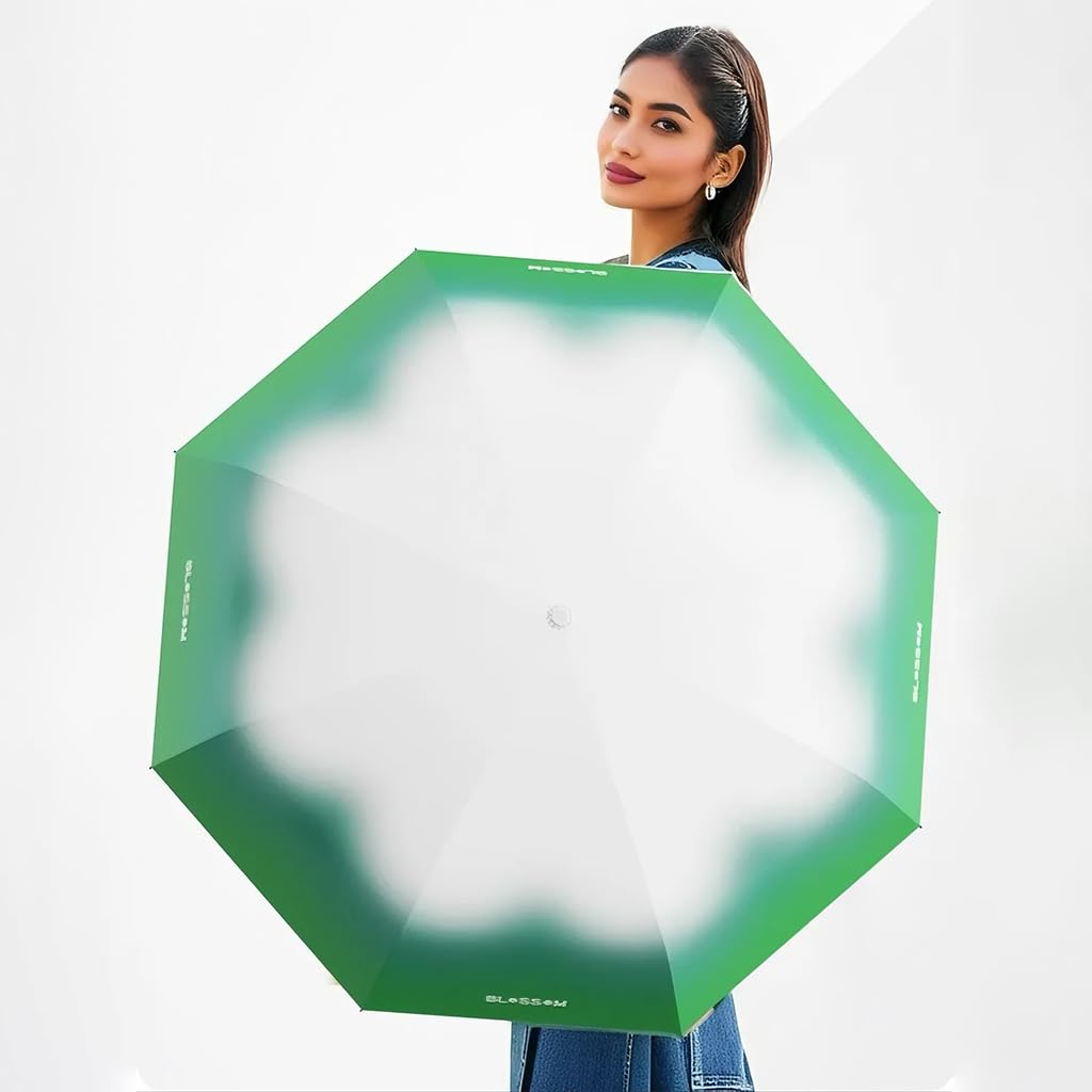 Venzina Sun Umbrella for Travel with Automatic One Touch Open and Fiberglass Ribs | UPF 50+ Black Coated Liner in Gradient Light Purple