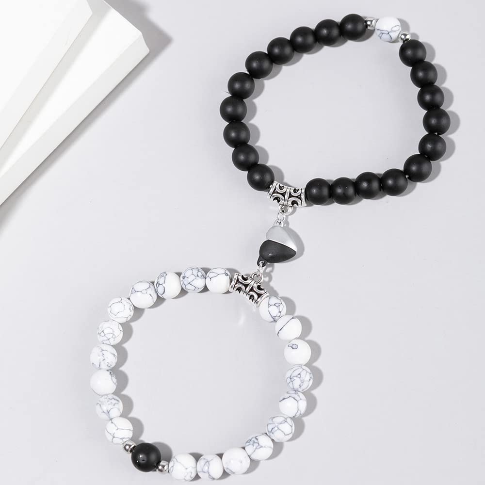 ZIBUYU Couple Bracelets Bead Bracelet Friendship Bracelet for Boyfriend Girlfriend Pendant,Couple Gifts Bracelet Fashion Accessory for Boy,Girl