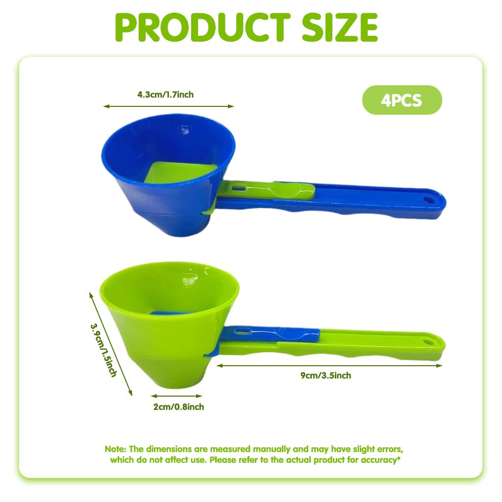 Supvox Protein Powder Funnel Scoops for Shaker Bottles with Dual Function Design | 4 Pcs BPA Free Set