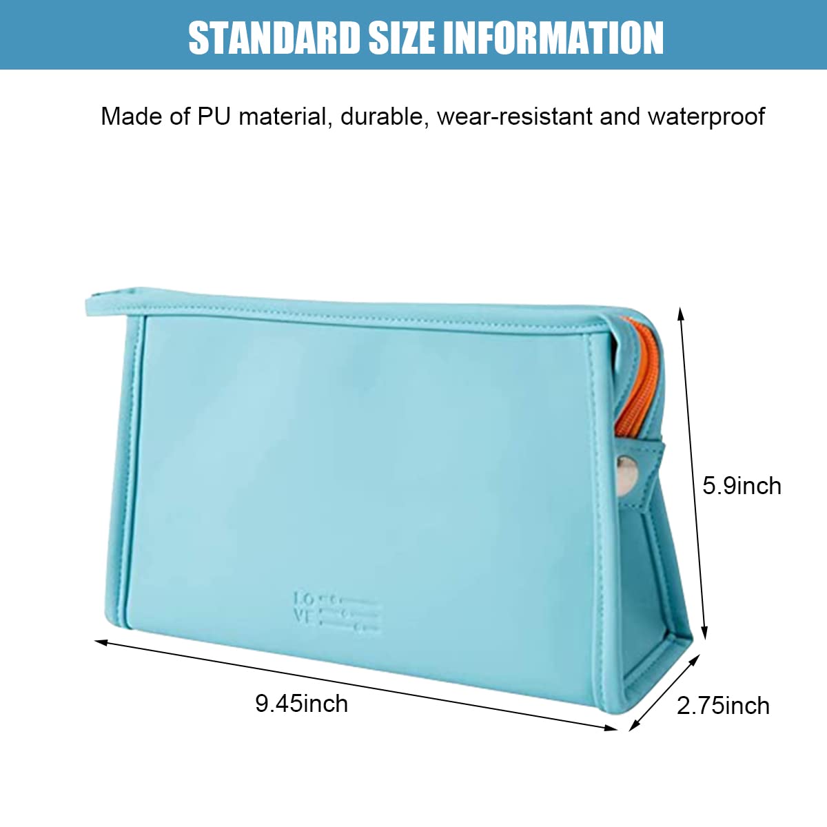 SANNIDHI Makeup Pouches for Home and Travel with Built In Small Pocket | 3 Zipper Sizes 16.5×7×11.5cm to 24×8×14cm in Blue