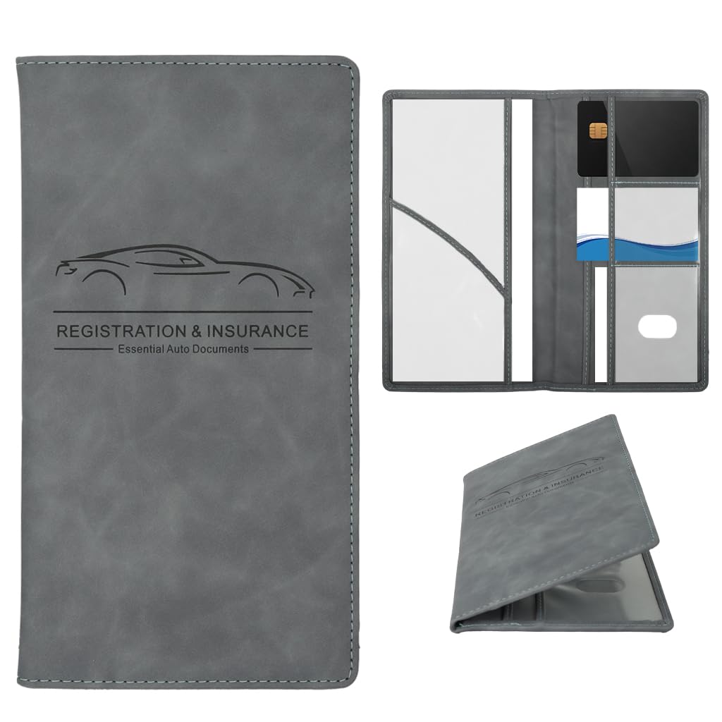 Zibuyu Car Registration and Insurance Holder with Magnetic Closure and 6 Pockets | PU Leather Coffee Organizer 24 x 12.9 x 1 cm