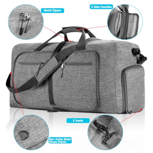 PALAY® Foldable Travel Bag Large Comius Sharp 65L Lightweight Sports Bag with Shoe Compartment, Travel Duffle Bag Sports Bag