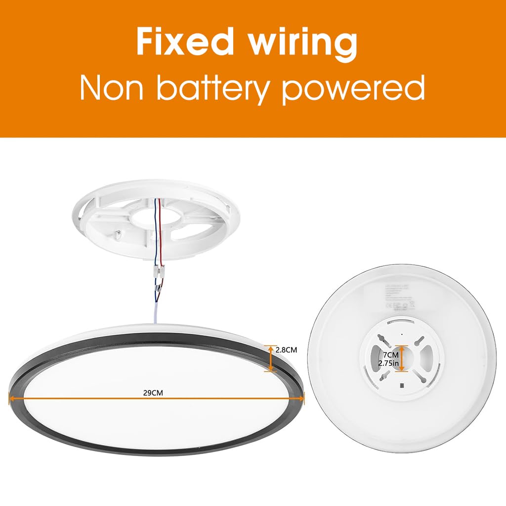 ELEPHANTBOAT LED Ceiling Light with Remote Control and 3 Color Dimmable 24 W Round Design | 1800K Night Light in Black