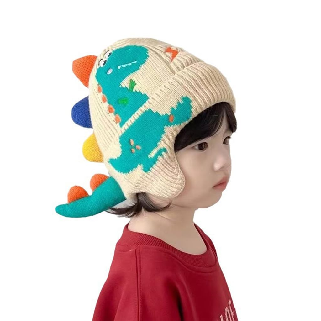 SNOWIE SOFT® Kids Boys Girls Dinosaur Winter Knit Hat Baby Toddler Thick Scarf Earflap Hood Scarves Skull Caps