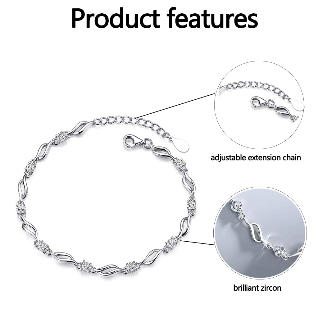 Zibuyu Crystal Bracelet for Women featuring Crystal Inlay and 16+4cm Adjustable Chain | Anti-Tarnish Design