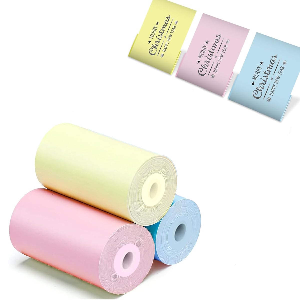 Zeitel Thermal Printer Paper for Mini Sticker Printing with 3 Rolls 5 m 57x25 mm | 3 Colors