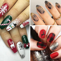 HASTHIP® 10 Sheets Nail Art Decal DIY Christmas Nair Art Decals Sticky Nail Art Decals Christmas Assorted Christmas Santa Claus Theme Series Nail Decals Creative Nail Art Sticker for Christmas, Party