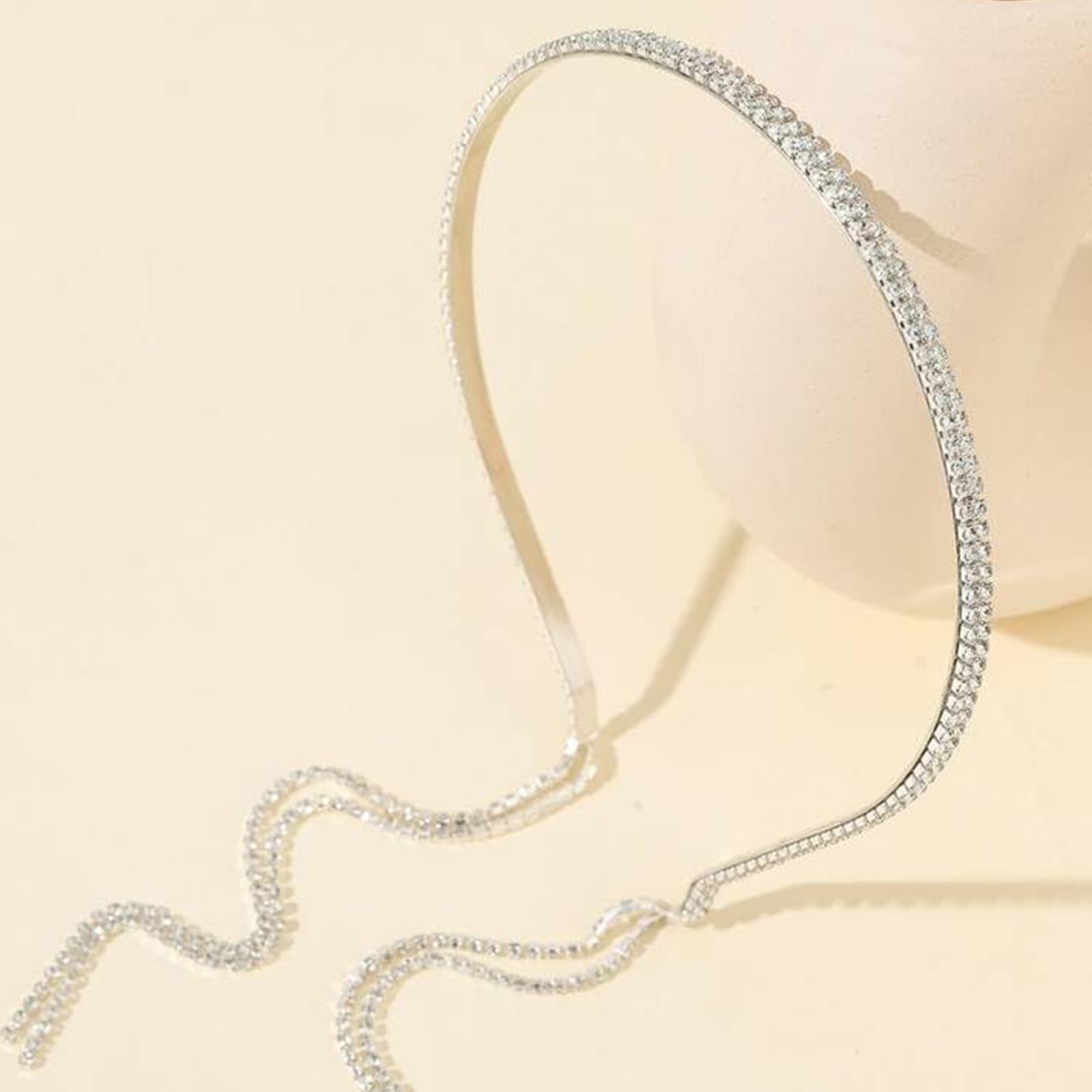 Venzina Hair Band for Women featuring Long Rhinestone Tassels and Chain Design | Wedding & Party Headband