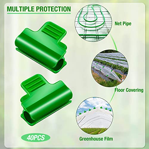 HASTHIP® 40pcs Greenhouse Clamps Clips, Greenhouse Film Plastic Clips Film Row Cover Netting Tunnel Hoop Clip for Season Plant Extension Support 11mm/0.43inch