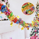 PATPAT® 2Pcs Tinsel Garland Christmas Garland Decoration Party Banners Hanging Garland 6.6ft Metallic Twist Multicolor Shining Garland for Birthday, Halloween, Home Decor, Party Decortion Items Diwali