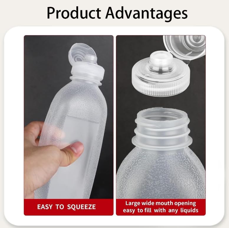 Zibuyu Condiment Squeeze Bottles for BBQ and Cooking | 2 x 500ml No Drip Silicone Valve Design