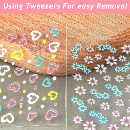 MAYCREATE® 65 Sheets Colorful Daisy Nail Art Stickers for Nail Extension Self-Adhesive Embossing Flower Nail Stickers Nail Art Embellishments DIY Nail Art Stickers