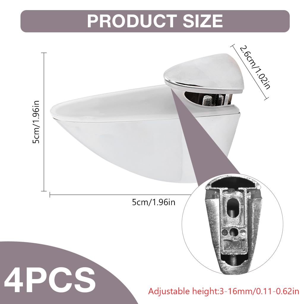 Serplex Glass Shelf Brackets for 3–16mm Shelves with Adjustable Clamp and Zinc Alloy Build | Easy Wall Mount Installation