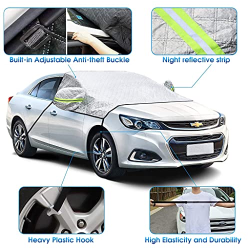 STHIRA® Car Windshield Sun Shade Magnet Installation Car Windshield Sun Shade with Reflective Rearview Mirror Cover, Universal Windproof Car Windshield Sun Shade 240*148cm