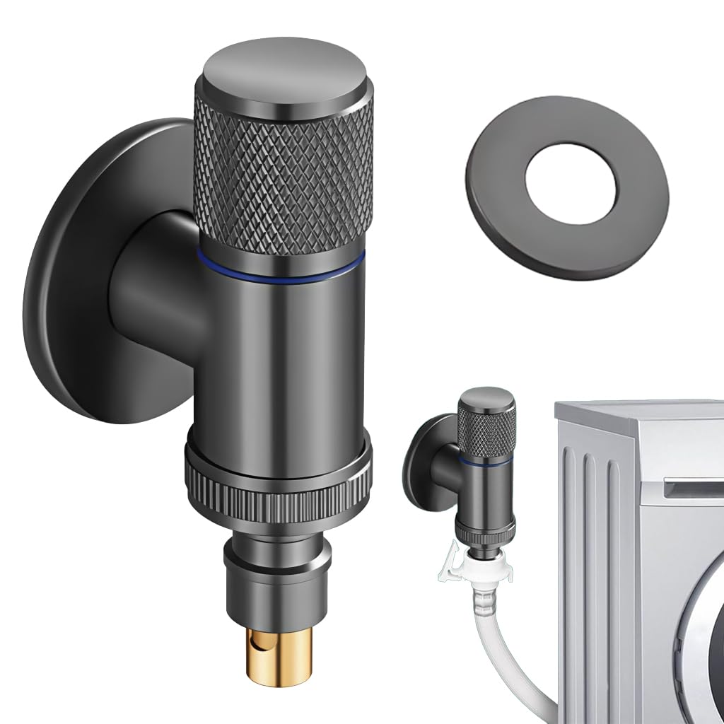 HASTHIP Washing Machine Faucets for Outdoor Garden Use with Solid Brass Wall Mount Tap | Grey