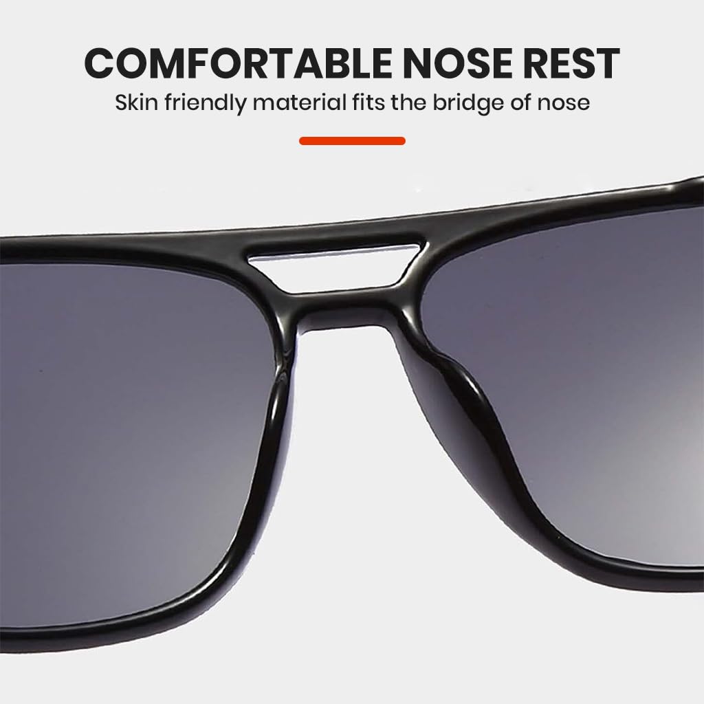 PROBEROS Polarized Sunglasses for Men and Women with UV400 Lens Protection | Full Rim Square Frame and Case