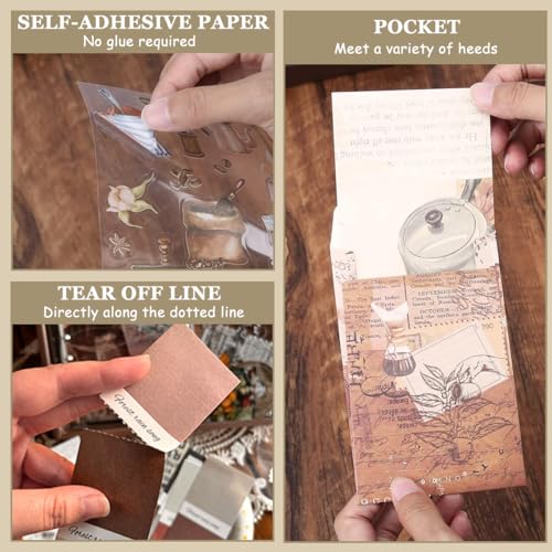 HASTHIP® Journaling Kit 346PCS Vintage Stickers Scrapbook Stationery Items Bullet Junk Journal Book Planner 2025 Set DIY Decoration Paper Craft 18 Cm Multicolor