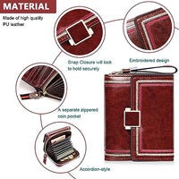 PALAY® Women Purse PU Leather Wallet Card Bag for Women RFID Card Bag Vintage Burgundy Red Women Wallet Clutch Bag Gift for Women