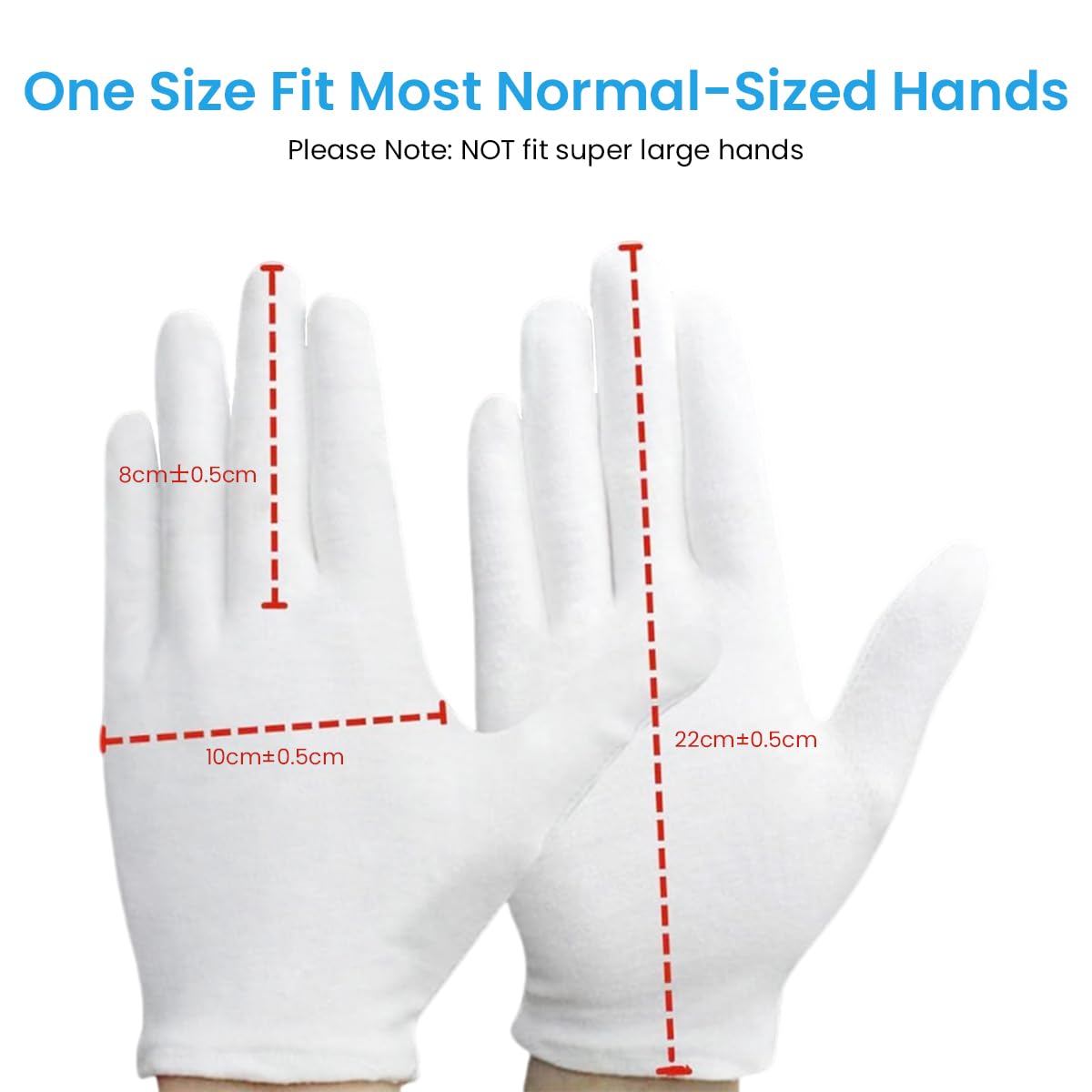 White Cotton Gloves for Artwork and Jewelry Inspection featuring Breathable Comfort | 12 Pairs