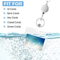 ELEPHANTBOAT® Silver ID Card Holder with Metal Lanyard for Office ID Cards,Heavy Duty Retractable Badge Holder with 2 Waterproof Transparent Card Sleeves & 1 Lanyard