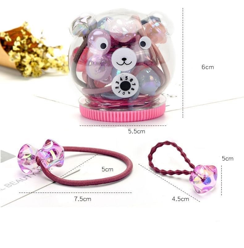 ZIBUYU Kids Rubber Bands for Girls with Sweet Acrylic Pendants 20 Pcs | Cute Hair Ties