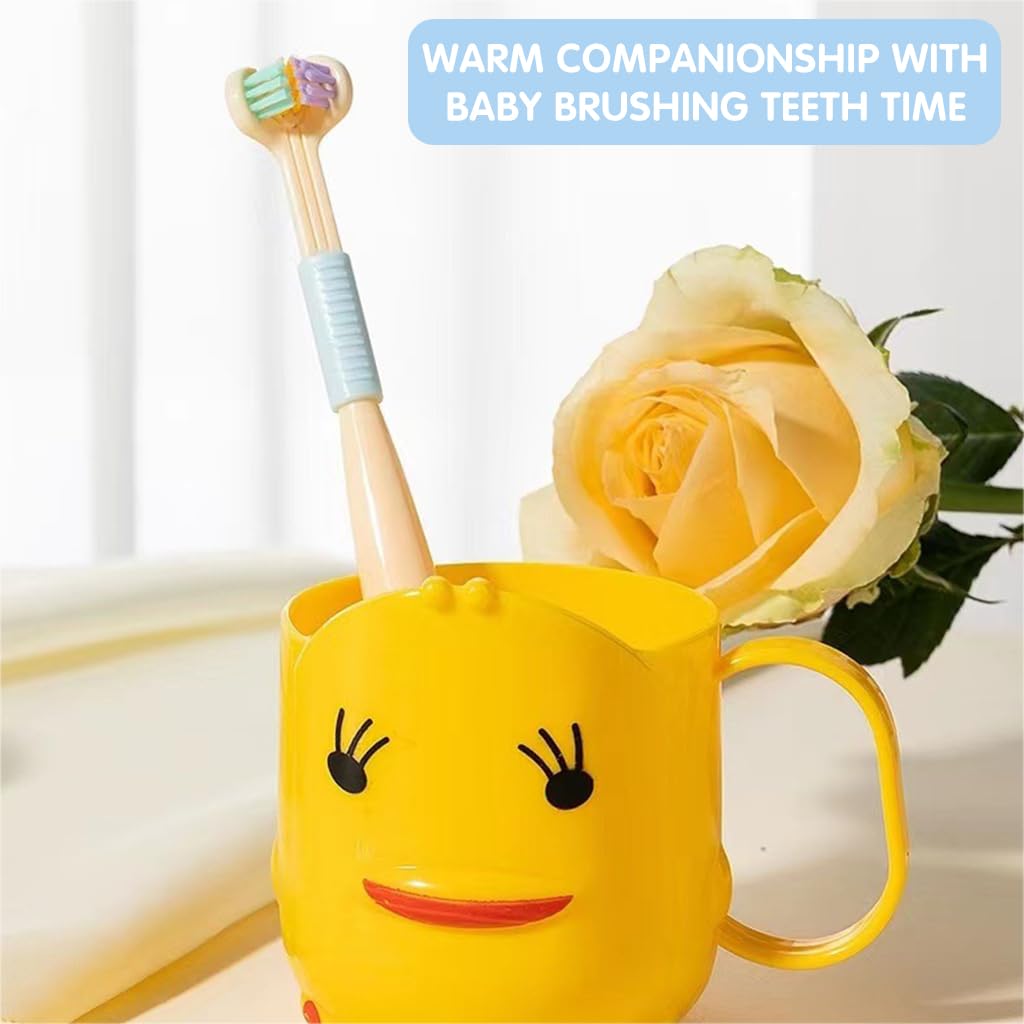 HANNEA Toothbrush for Kids 3 Pcs with Multi Sided Soft Bristles and Tongue Scraper | Gentle Dental Care