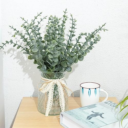 HASTHIP 20Pcs Artificial Eucalyptus Branches, Red Faux Eucalyptus Leaves Branches Eucalyptus Branches for Flower Arrangement, Wedding, Home Decoration, 14.5 inches