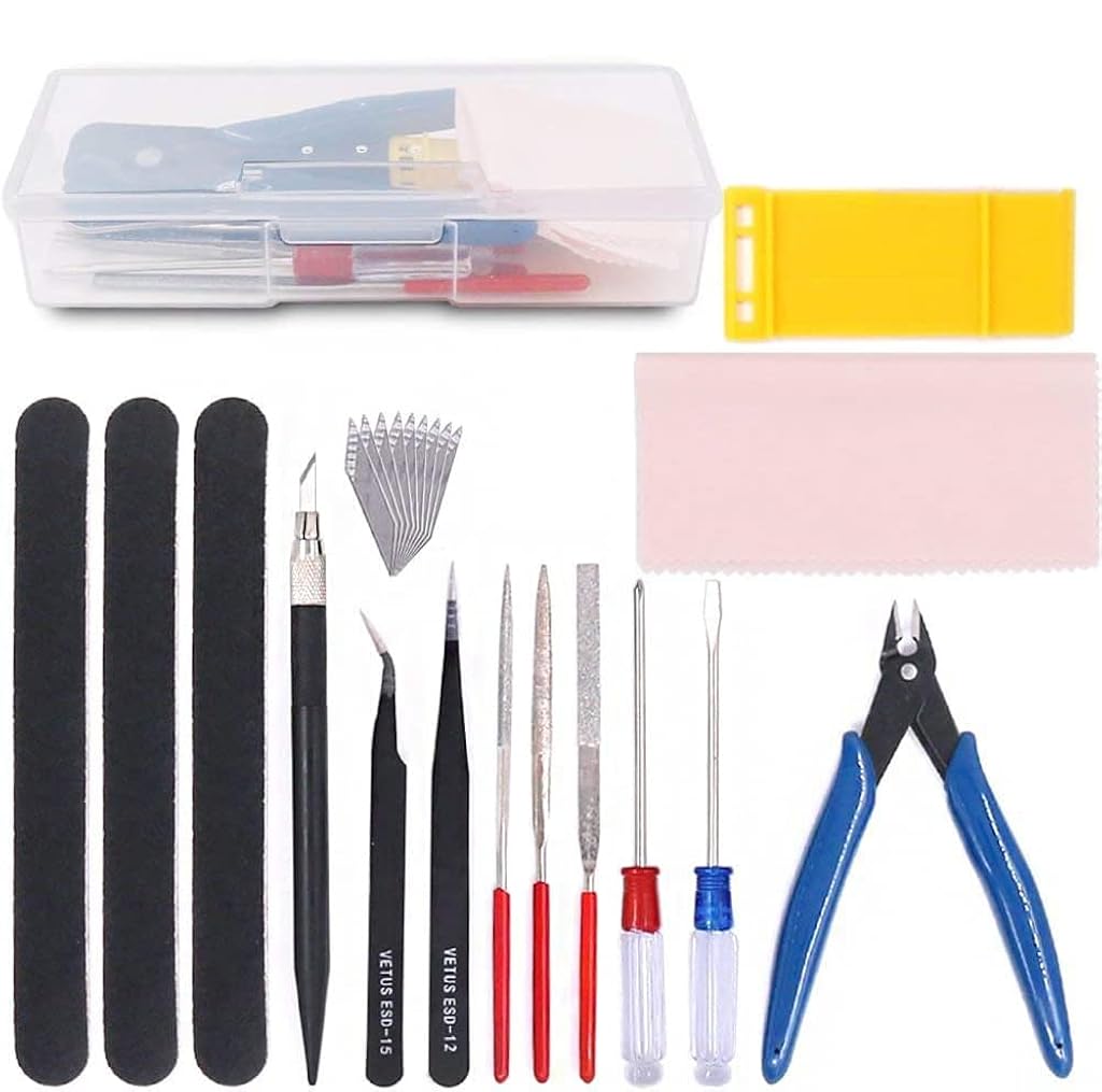 Serplex® Assembly Model Tool Kit Set of 15Pcs Assembling Model Tools Repair Kit with Tool Box Polishing Tools Screwdivers, Utility Assembly Model Tools for Car Models, Aircraft, Miniature Figures