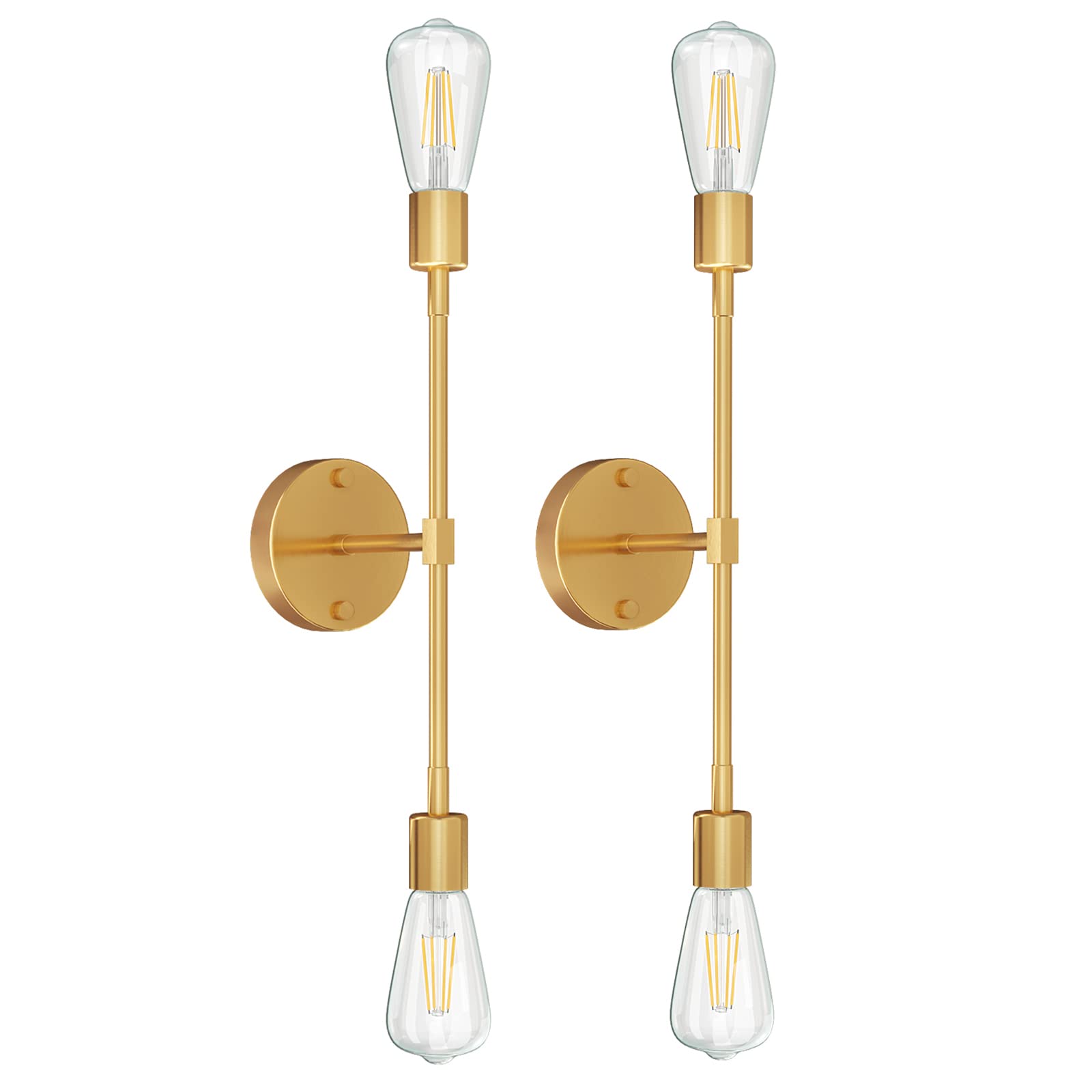 ELEPHANTBOAT® 2-Light Bathroom Fixtures, Modern Wall Sconces Lighting Fixtures, Indoor Semi Flush Mount Ceiling Light for Hallway Bedroom Kitchen (2 Pack)-Gold